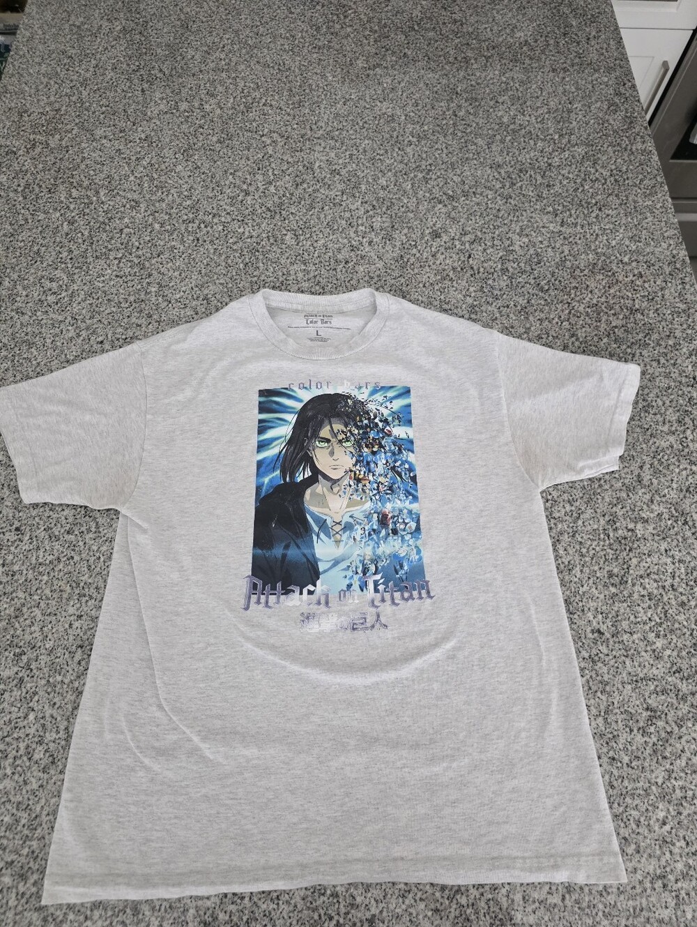 Pre-owned Attack On Titan X Color Bars Final Season Tee In Grey. Men's Large